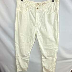 JEN7 Women's White Cropped Skinny Denim Jeans 5-Pocket Mid Rise Size 8 Read Desc